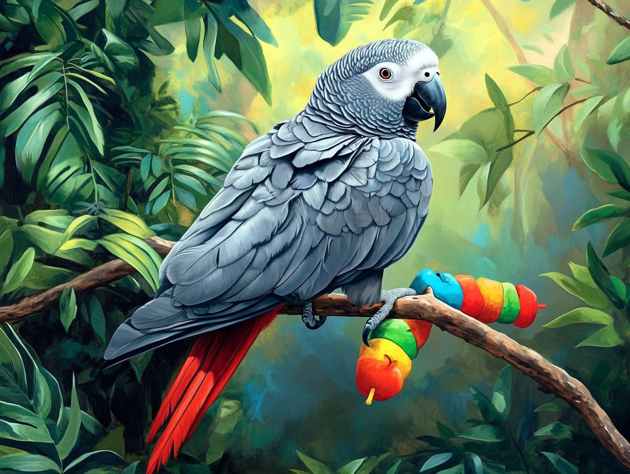 Image showing key facts about African Grey Parrots.