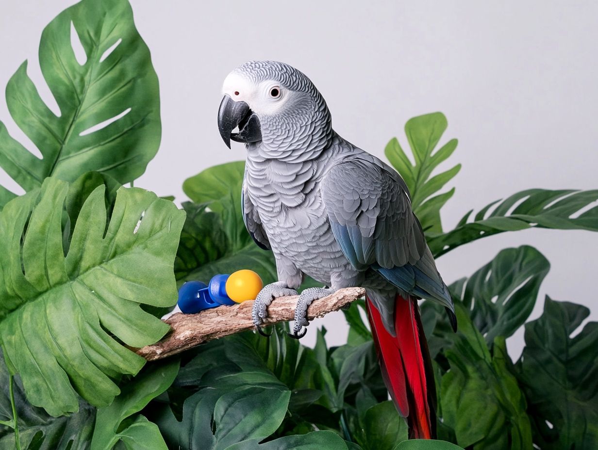 An African Grey Parrot interacting with its owner, showcasing their close bond.