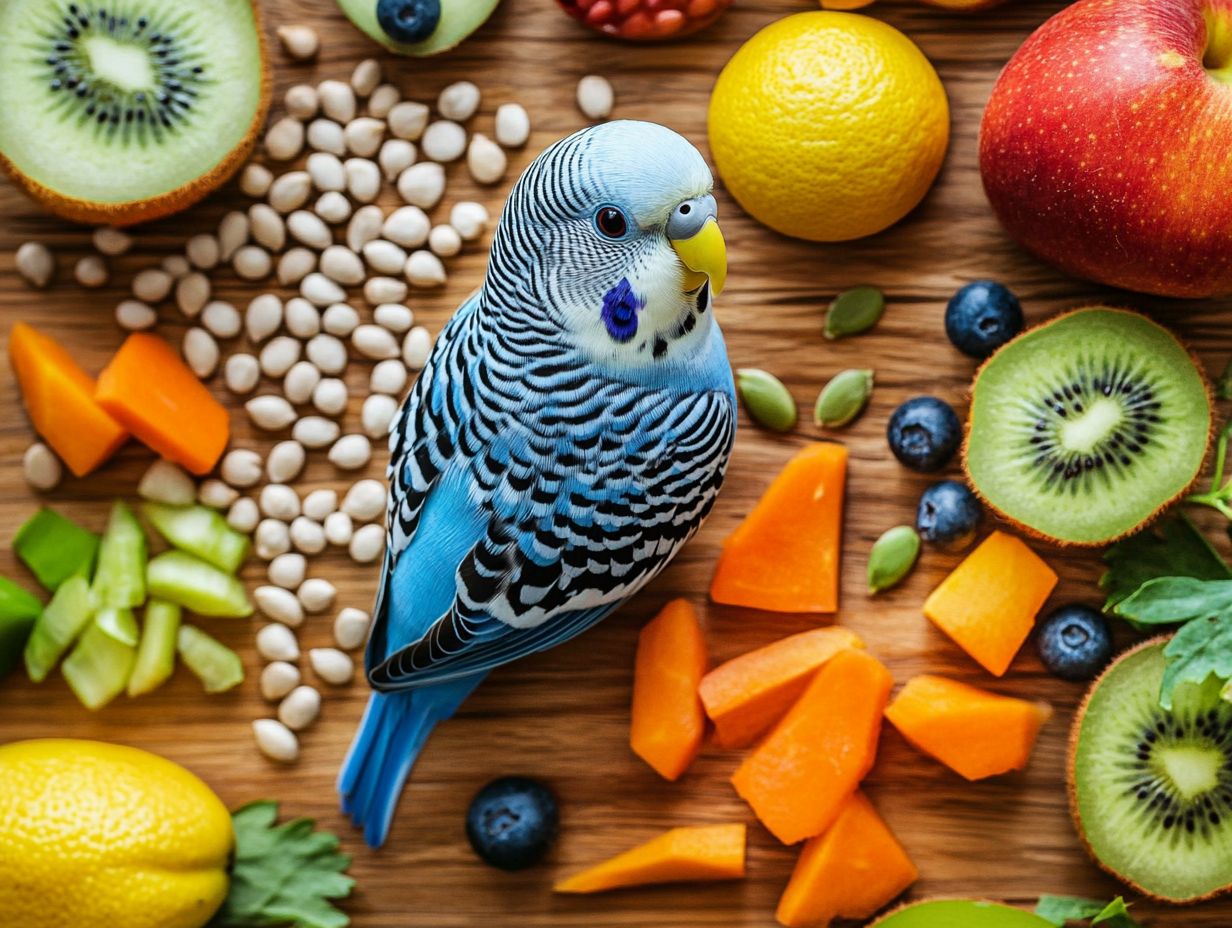 Image showing a Budgie enjoying a healthy snack