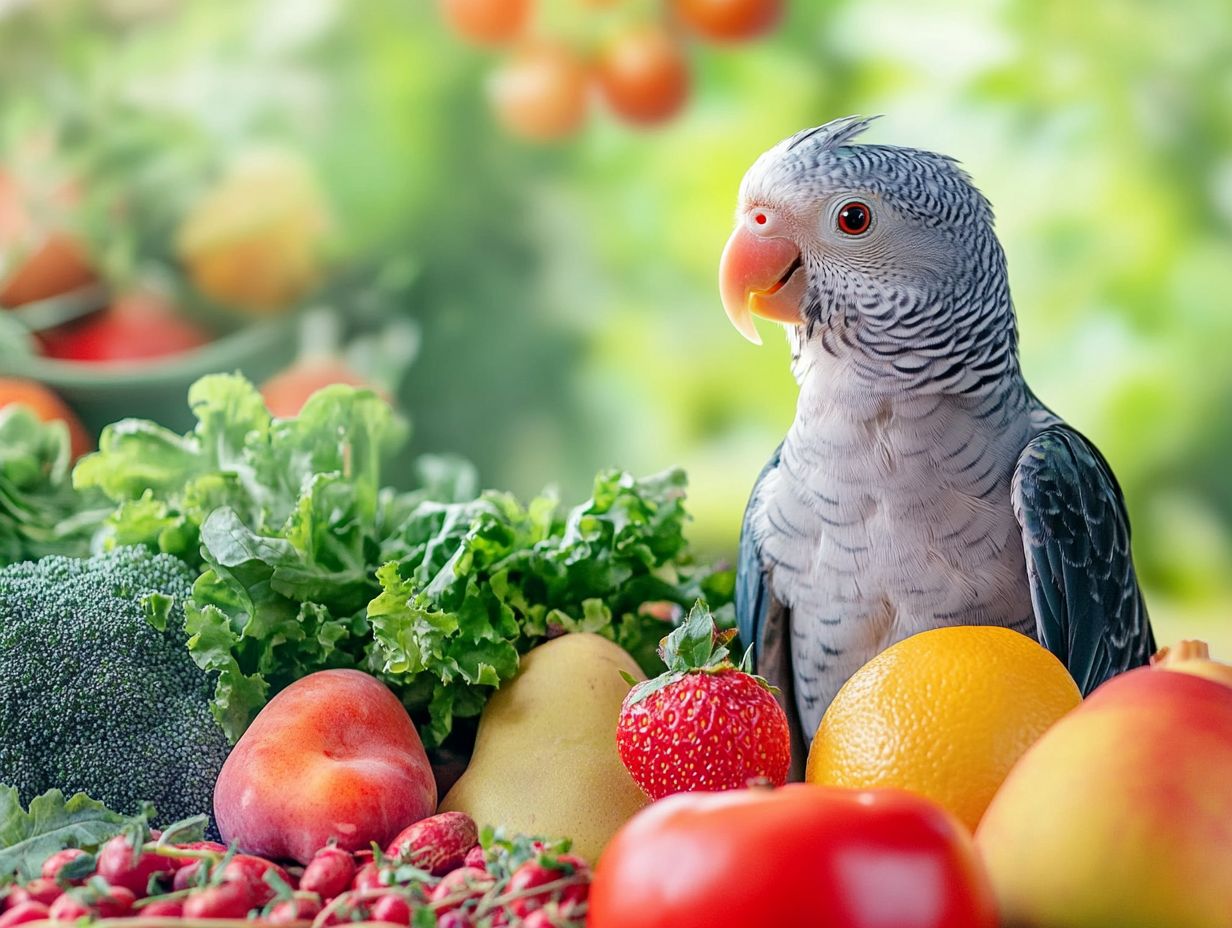 Parrot eating protein-rich food