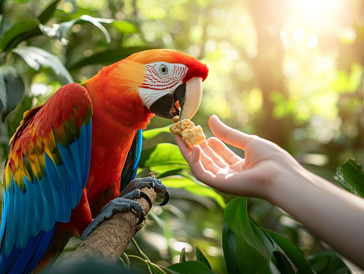 Nutritional needs of macaws illustrated.