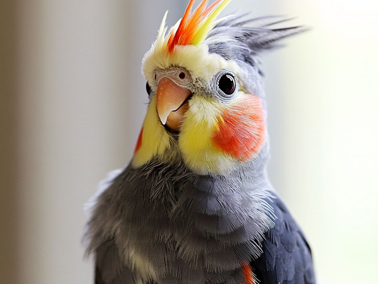 Illustration showing common health problems in cockatiels