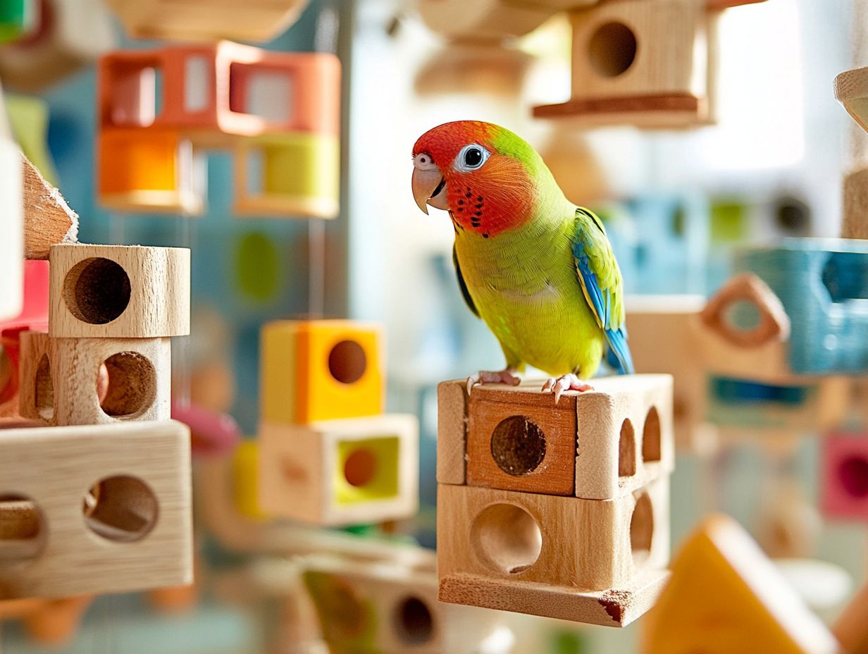 Colorful foraging toy for pet birds to prevent boredom