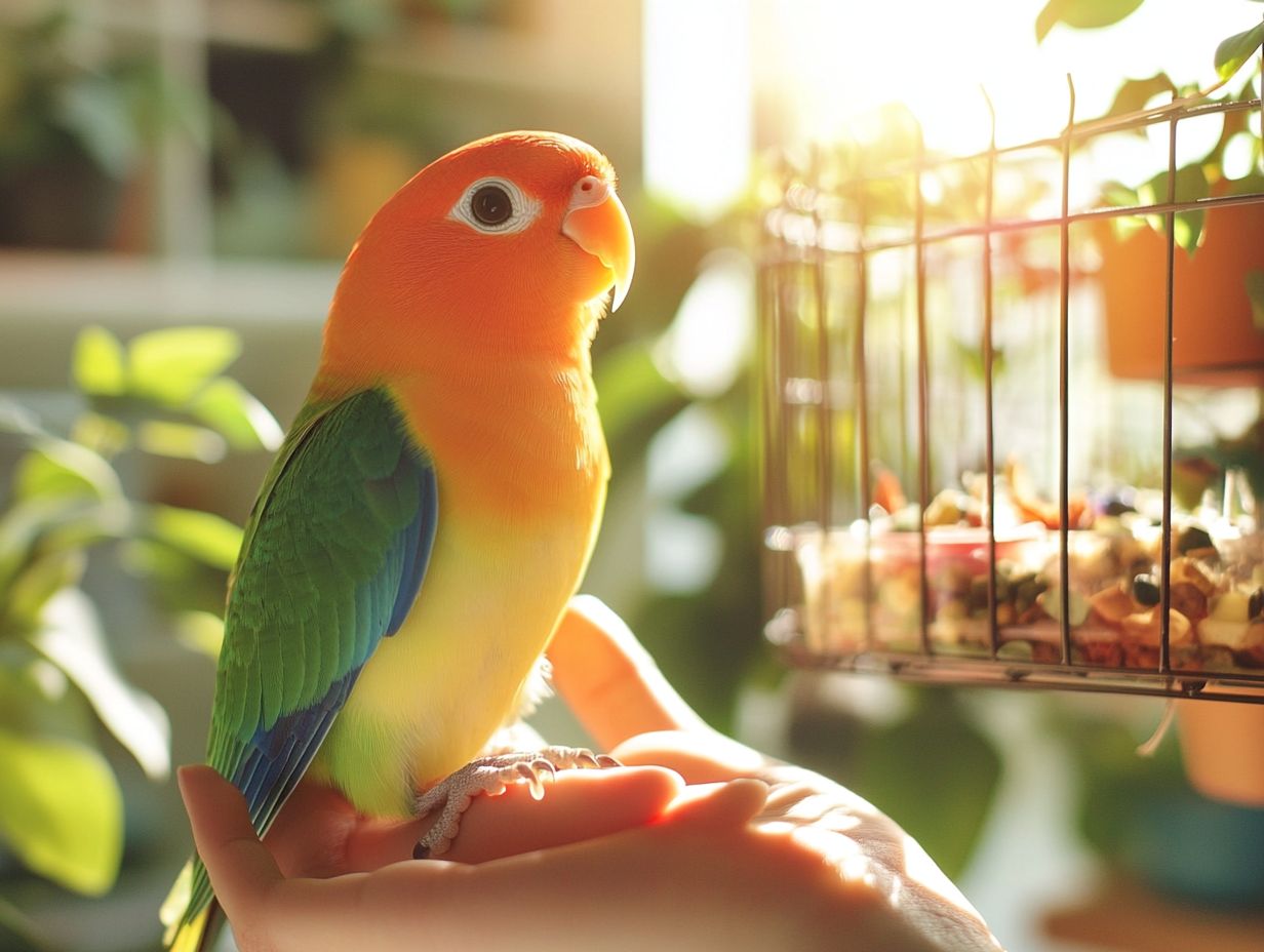 A colorful lovebird in a natural setting.