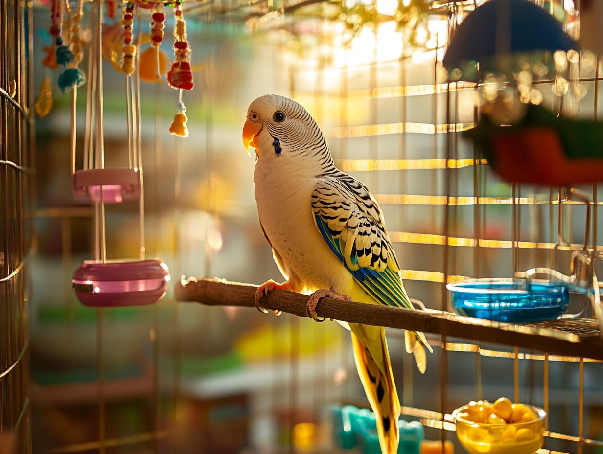 Illustration of various bird cages for large birds