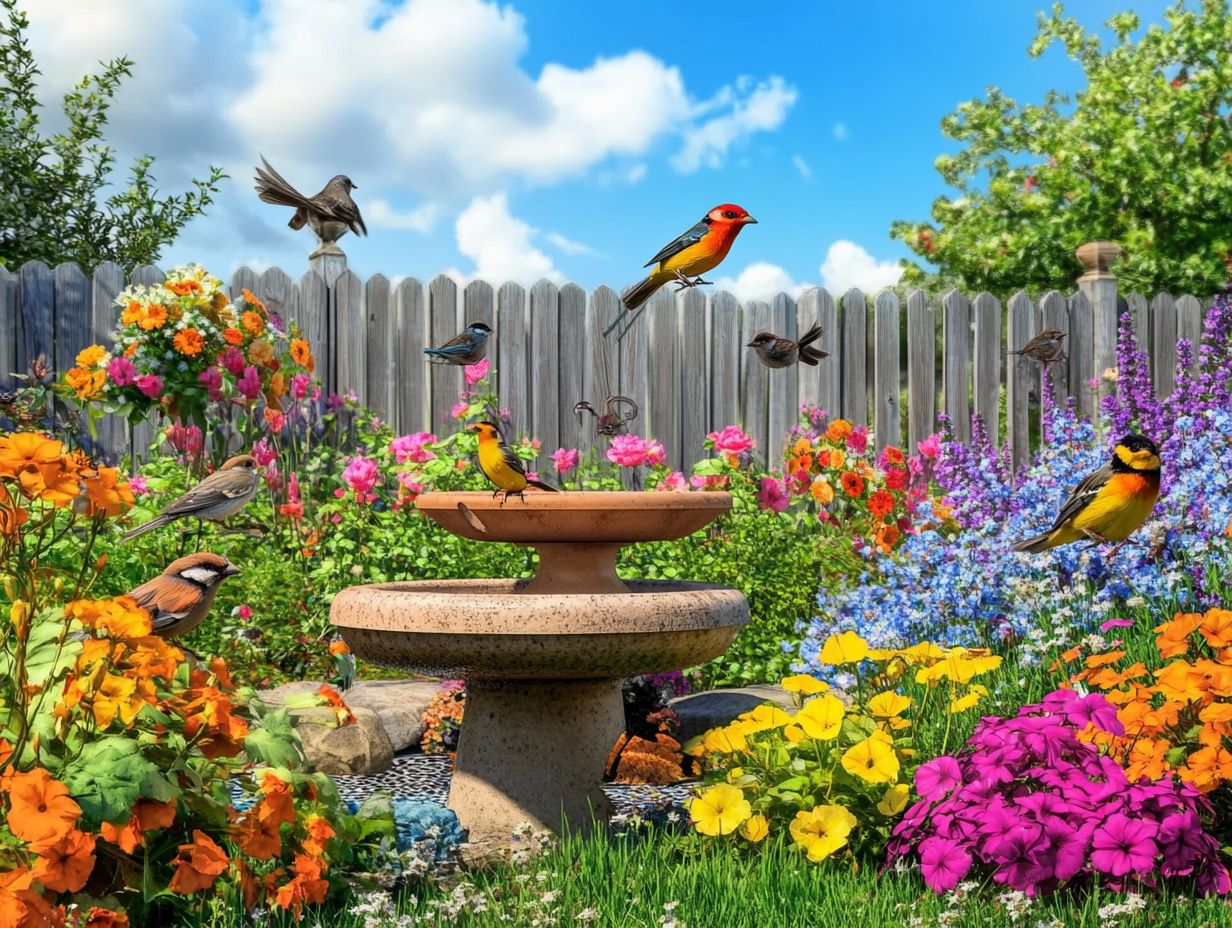 Colorful birds enjoying a backyard sanctuary