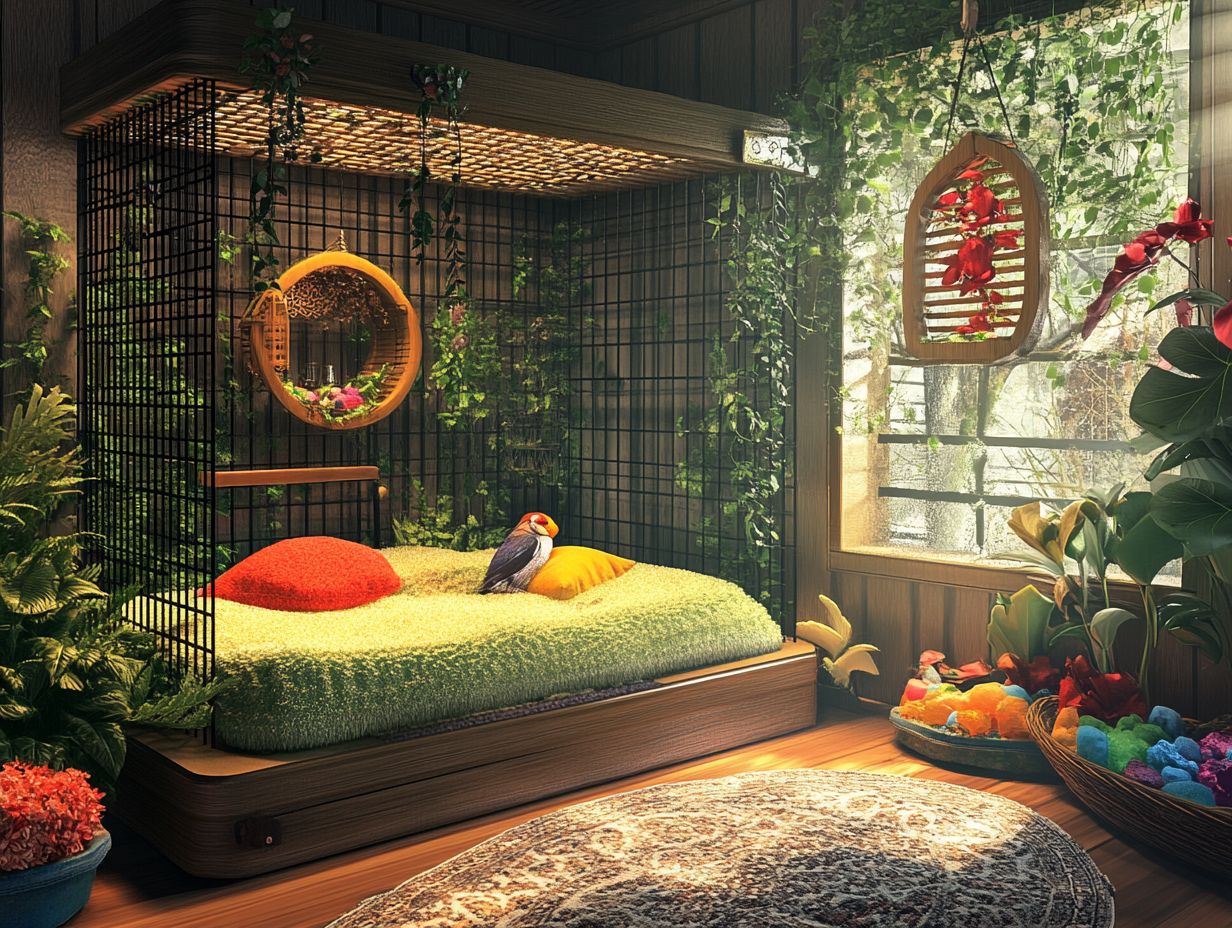 Furnishing a cage for your pet bird's comfort