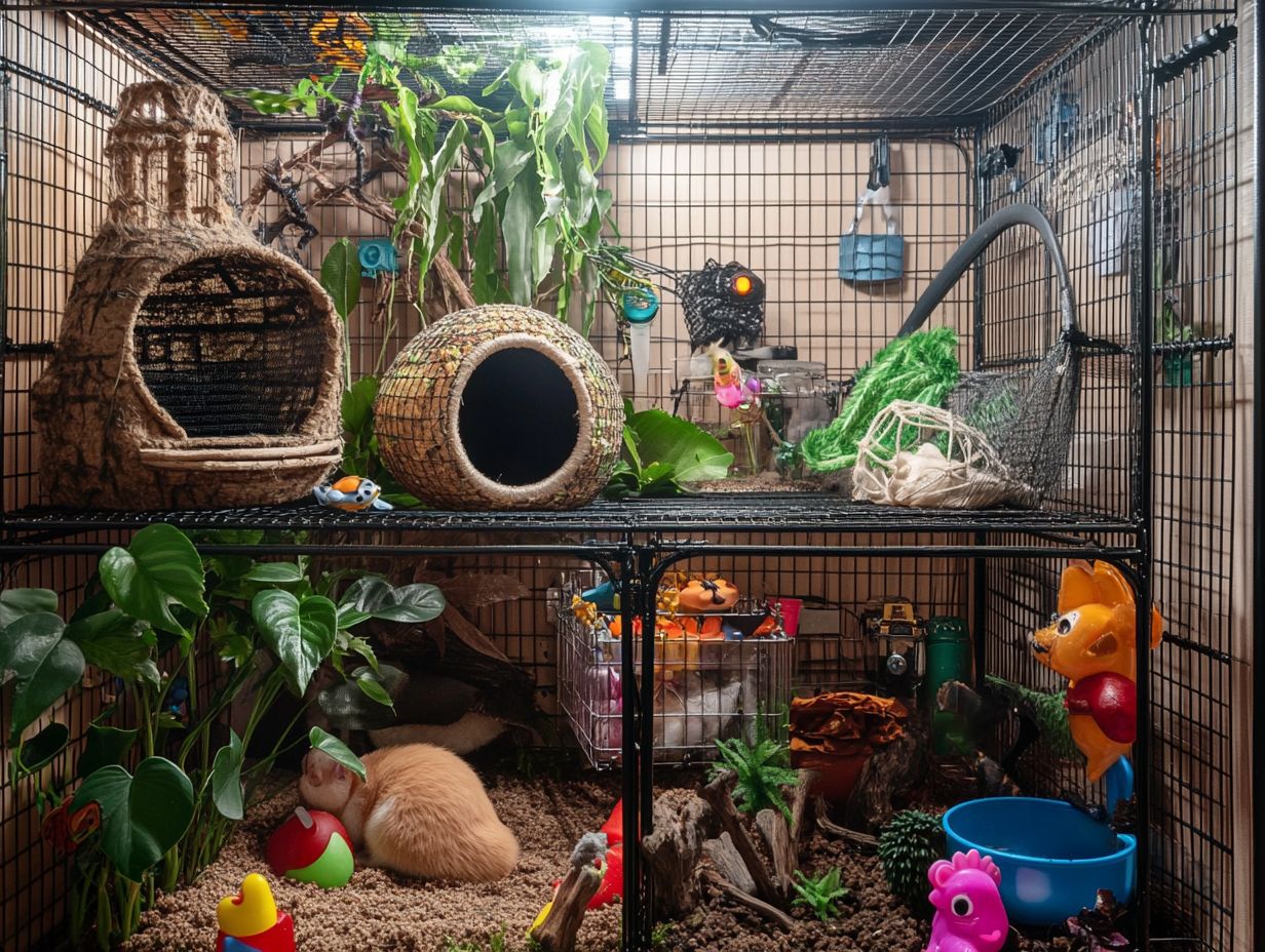 Factors for a comfortable pet cage environment.