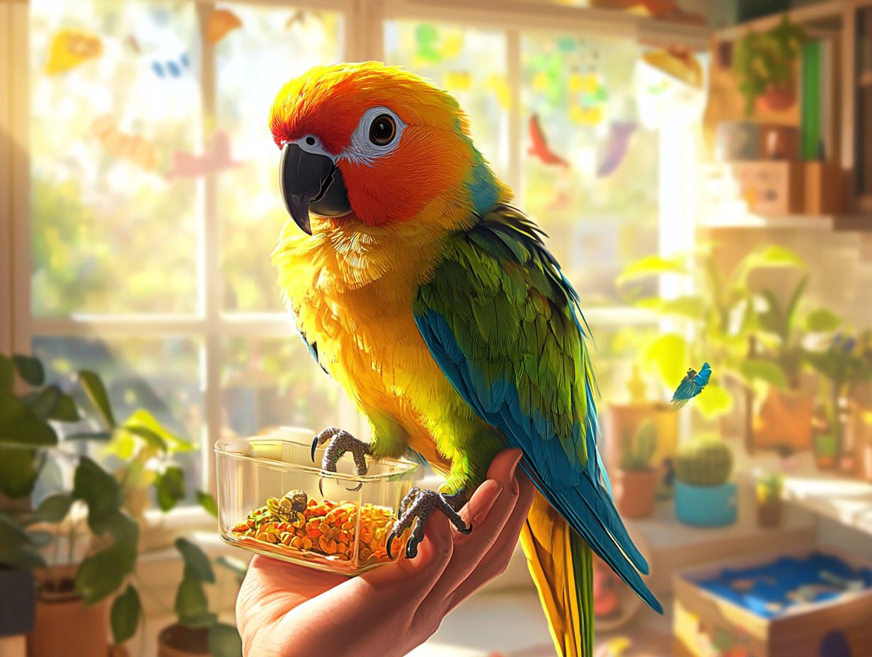 Image illustrating frequently asked questions about parrot care