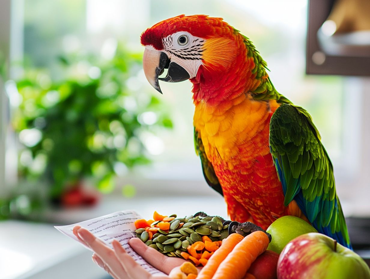 What are some don'ts when it comes to feeding my parrot?