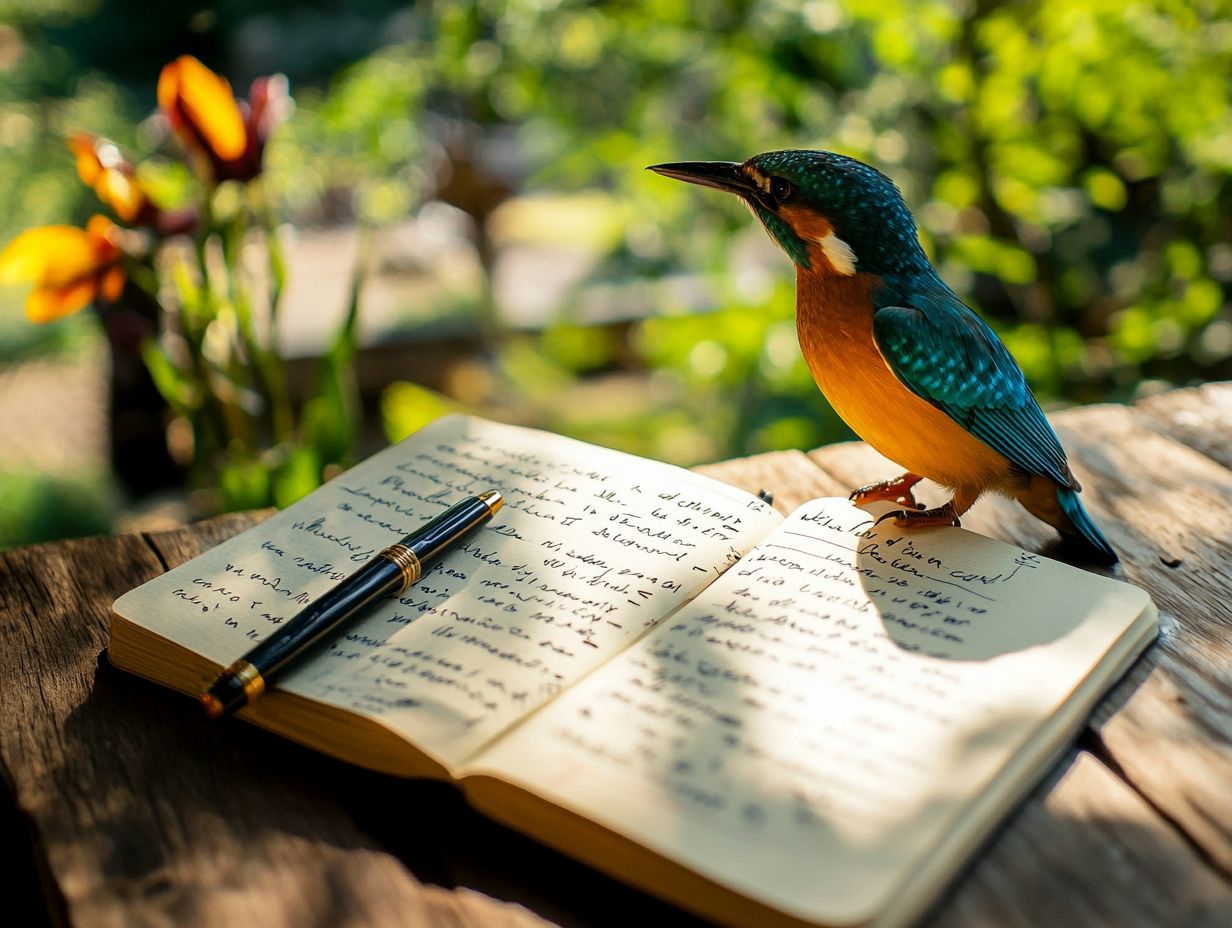 A colorful bird engaged in training exercises