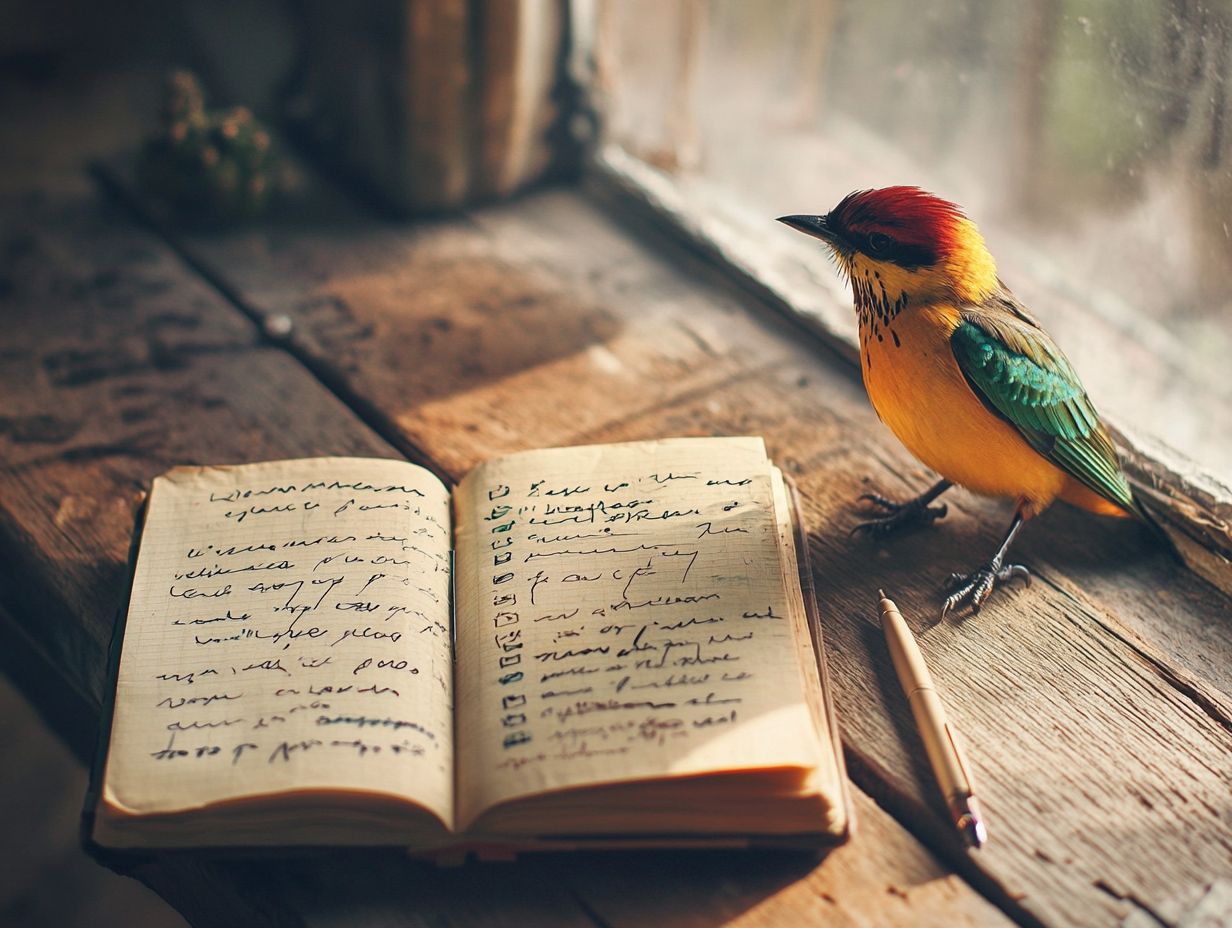 A well-organized training journal for birds