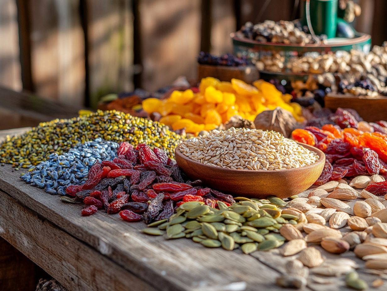 A variety of bird food options