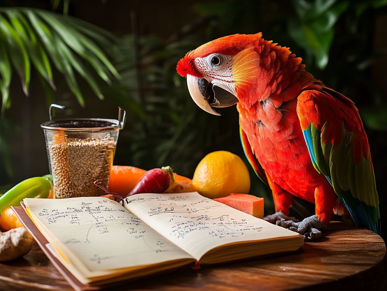 Colorful fruits and vegetables for pet birds  nutrition