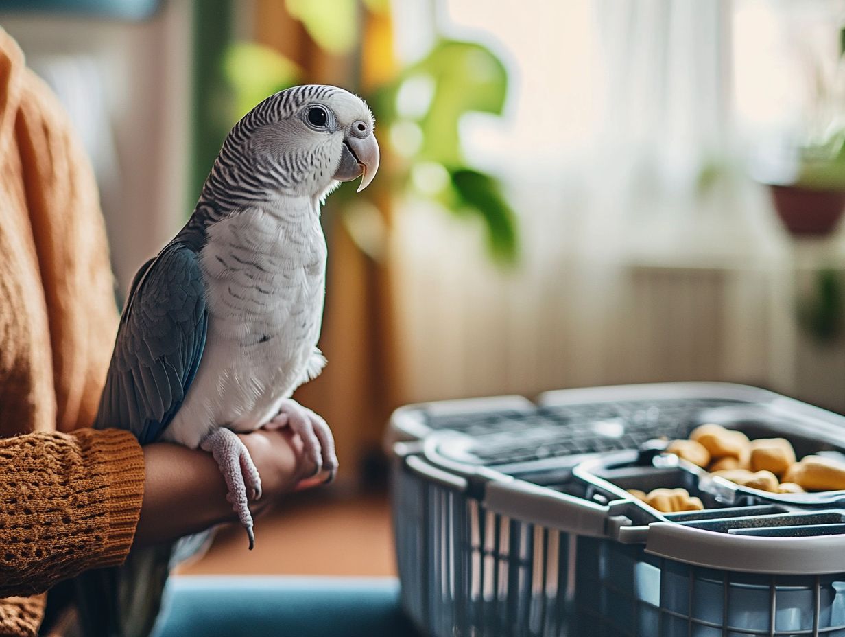 Illustration of Positive Reinforcement Techniques for Training Birds