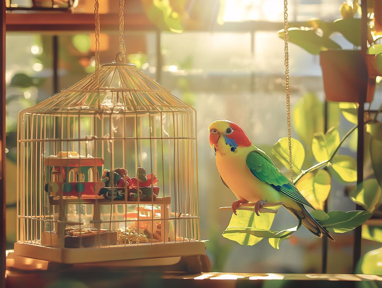 What is enrichment in bird cages and why is it important?