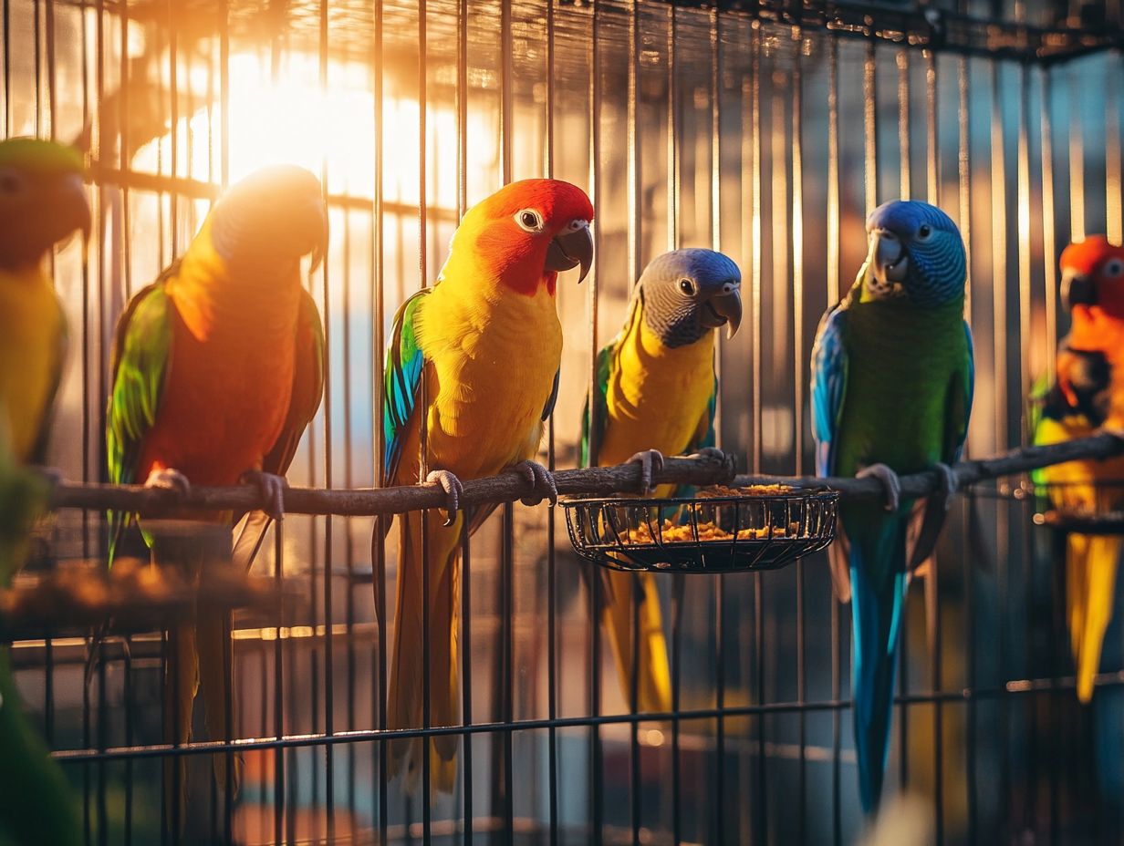 Illustration of an ideal bird cage for large parrots like Hyacinth Macaw and Cockatoo