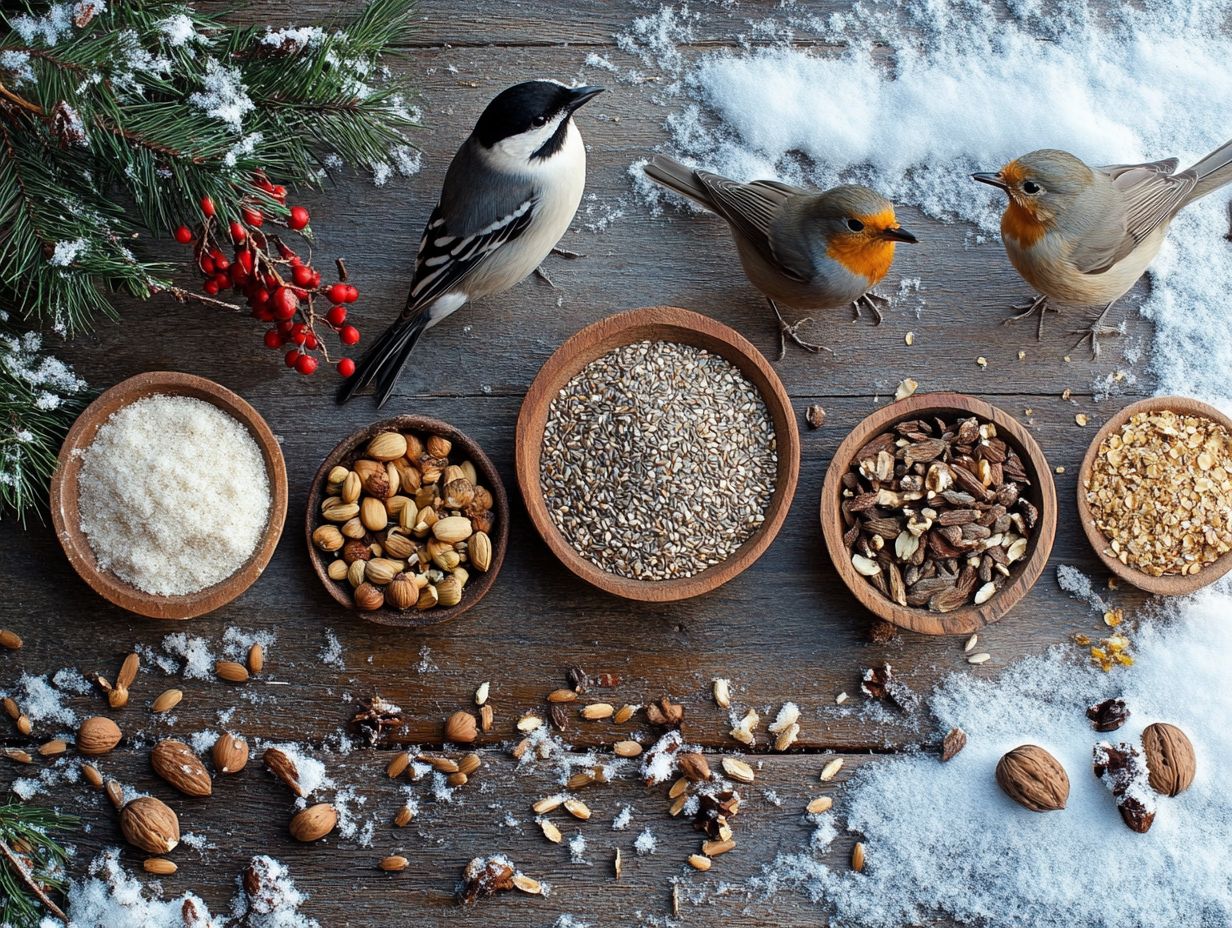 Bird feeder filled with seeds, ready to attract winter birds.