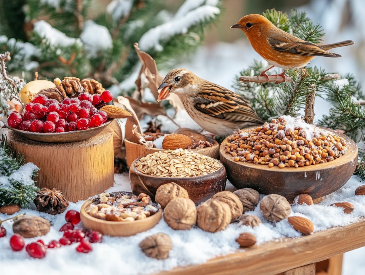 A variety of fruits and berries for winter birds