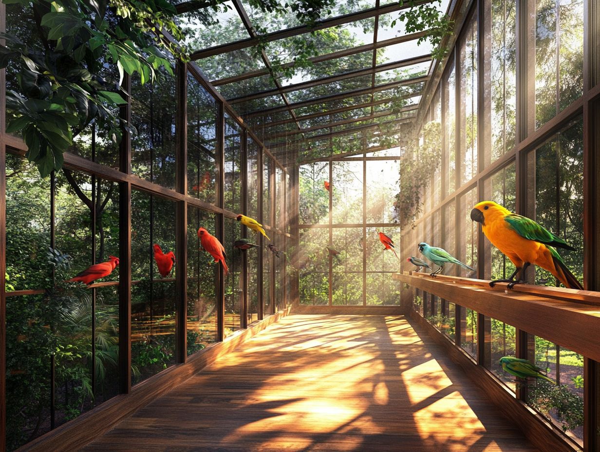 Illustration of key outdoor aviary design takeaways