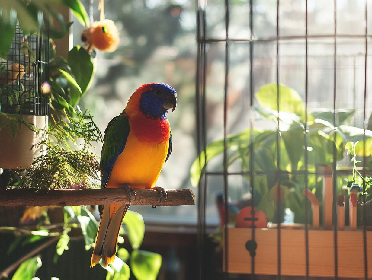 What are some key factors to consider when choosing a cage location for birds?