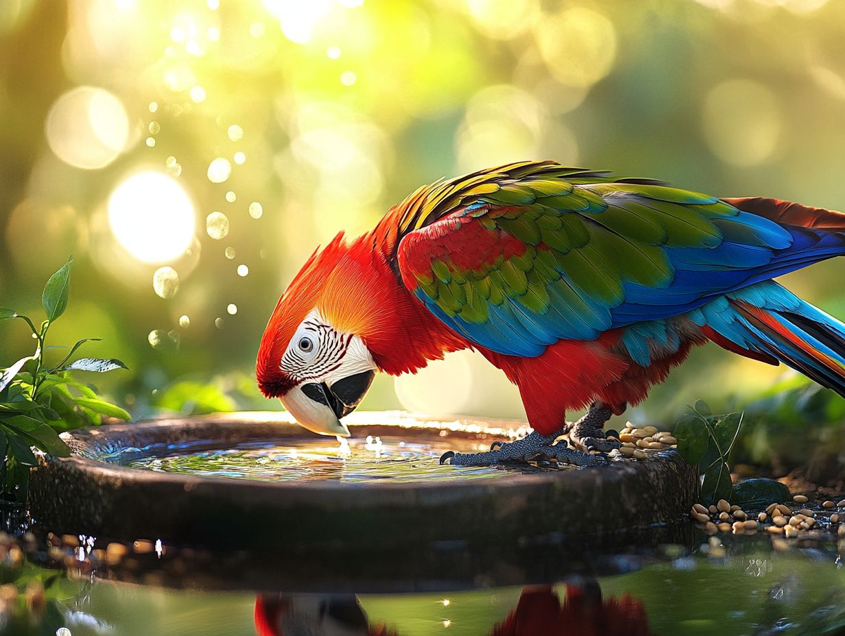 Illustration showing the importance of hydration in pet birds.