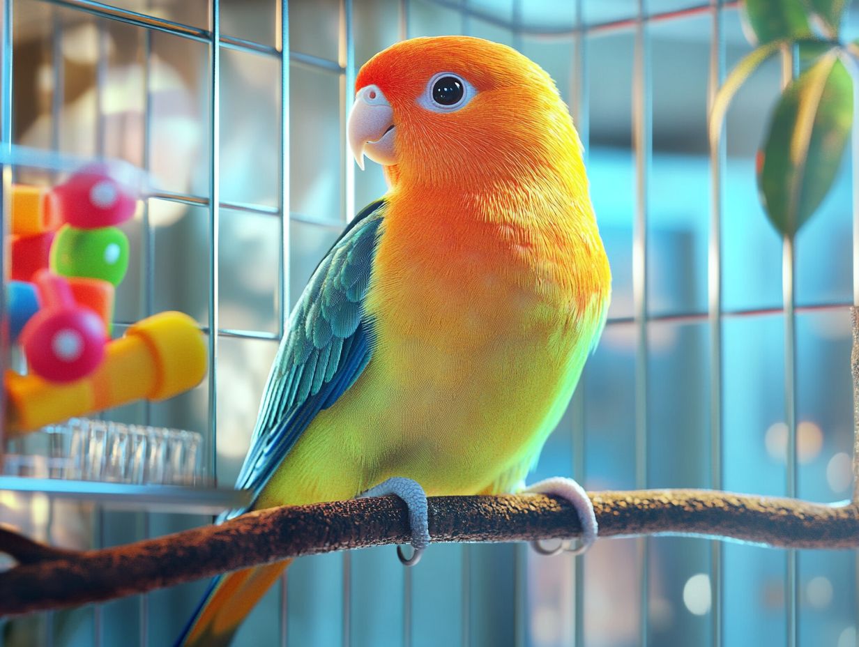 A pet bird enjoying a balanced diet