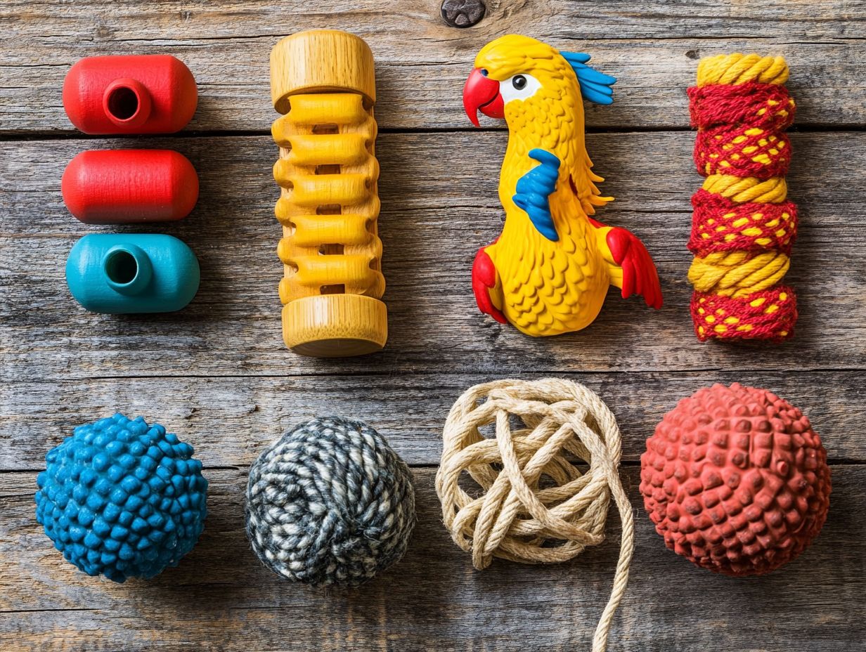 A colorful assortment of rope toys for cockatoos, promoting physical activity and engagement.