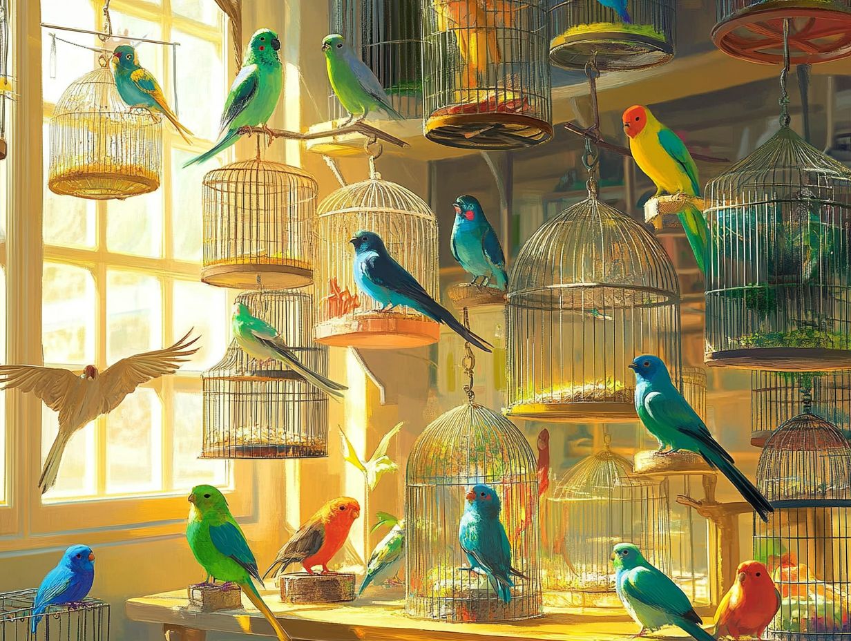 Illustration of key takeaways about bird behavior in cages