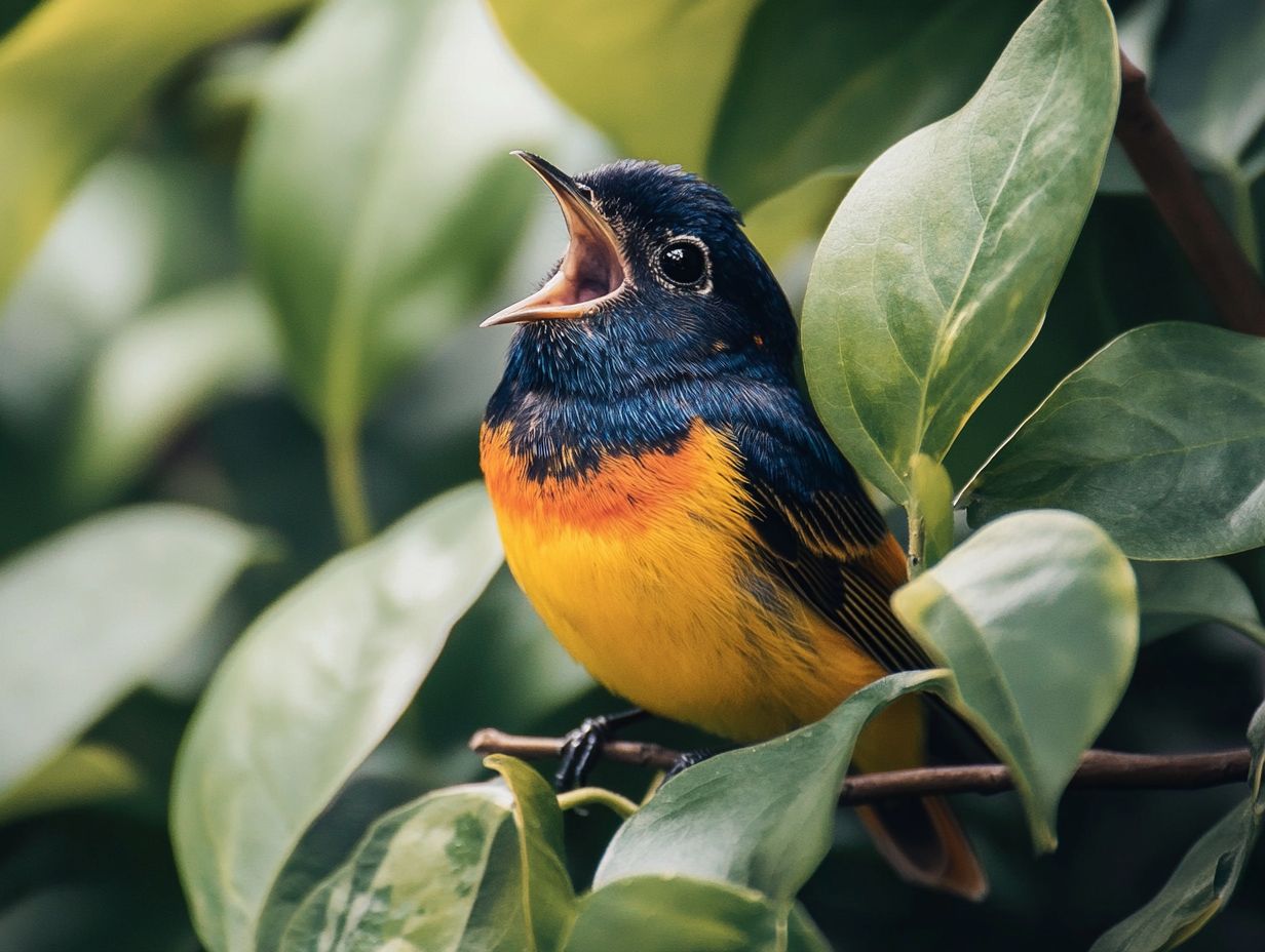 A person observing birds to identify vocalization changes