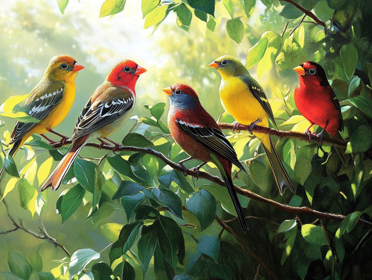 Finches communicating in their social structures