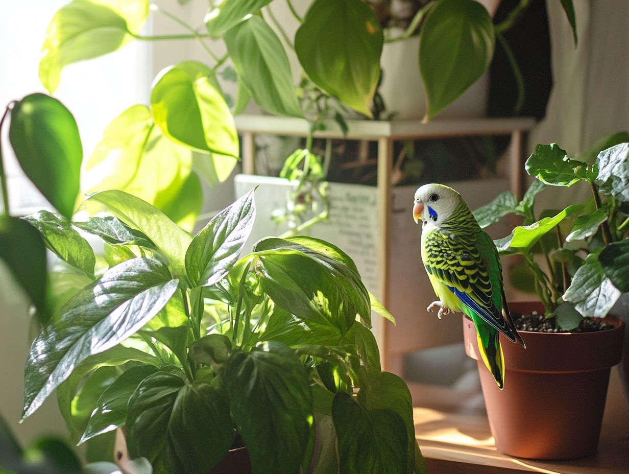 A variety of safe plants suitable for pet birds.