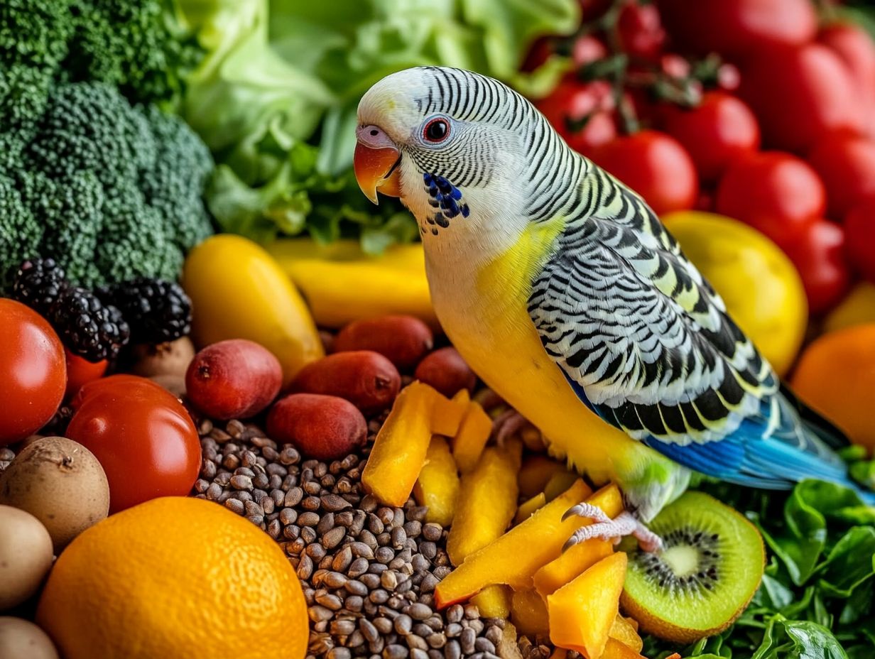 Colorful fruits and vegetables that benefit parakeets