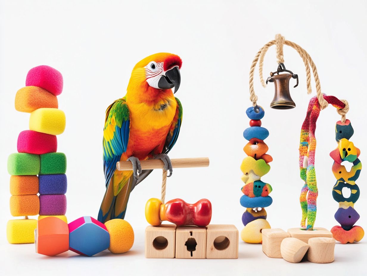 Examples of safe and engaging toys for pet birds