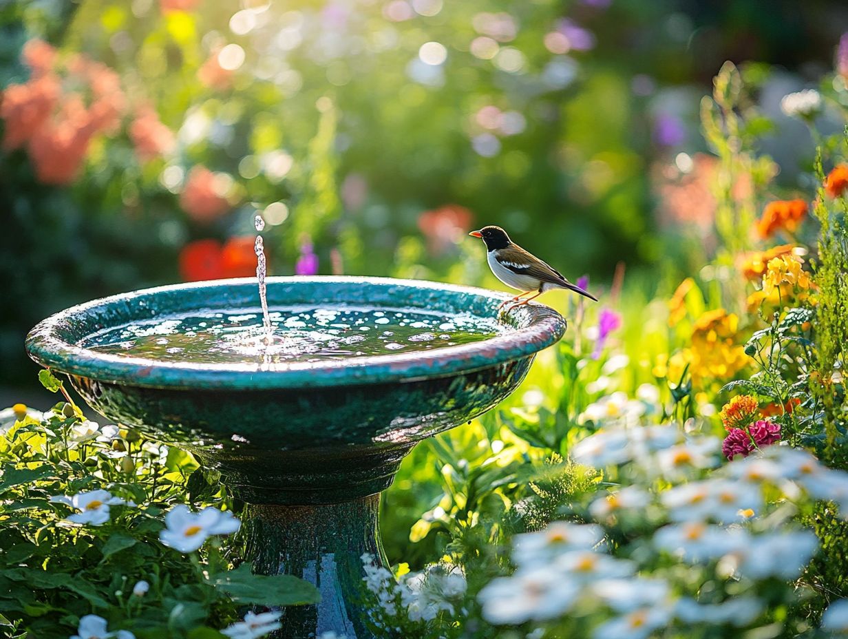 Illustration showing the importance of bird baths on local ecosystems