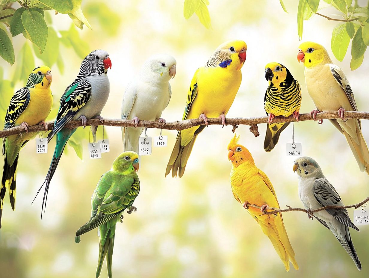 Illustration showing the lifespans of common pet birds