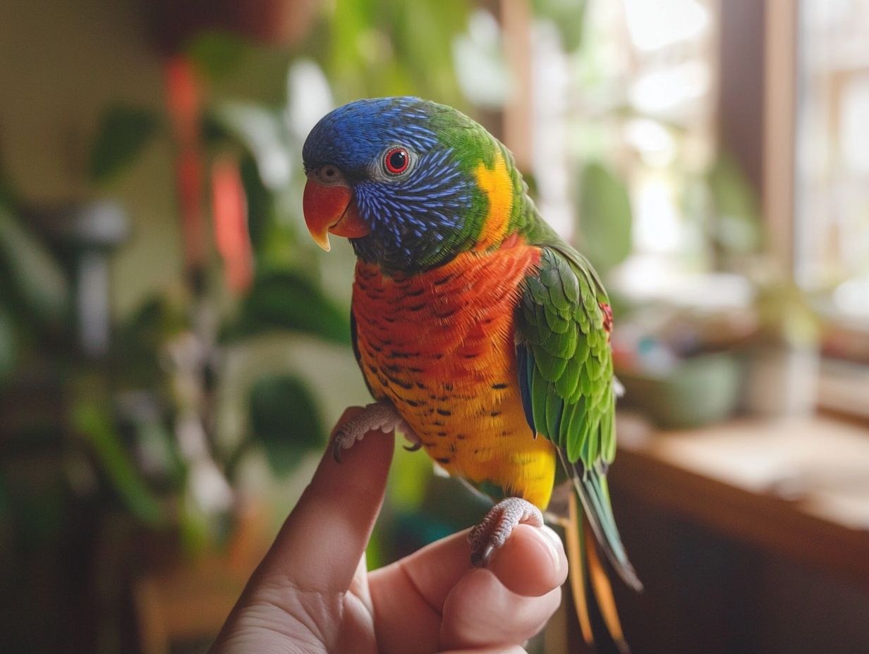 A bird behaving calmly on a person's shoulder as a guide for preventing bites.