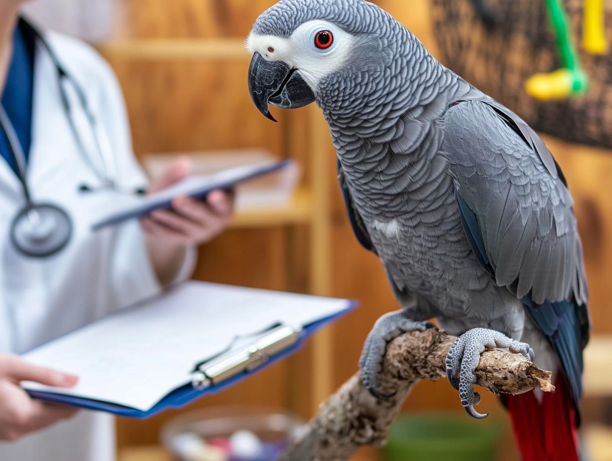 Infographic of Key Health Checks for African Grey Parrots