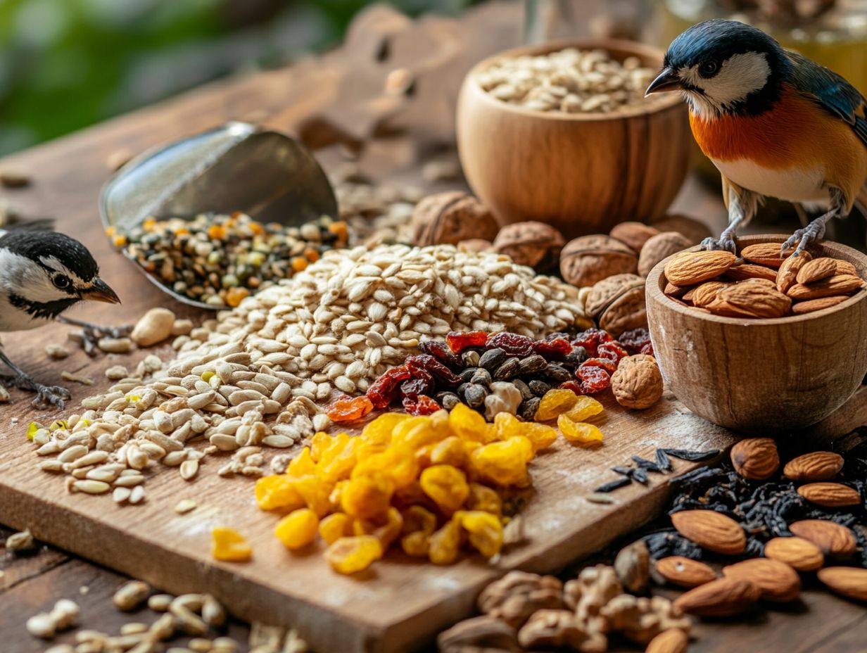 High-quality bird food with signs of freshness and good ingredients