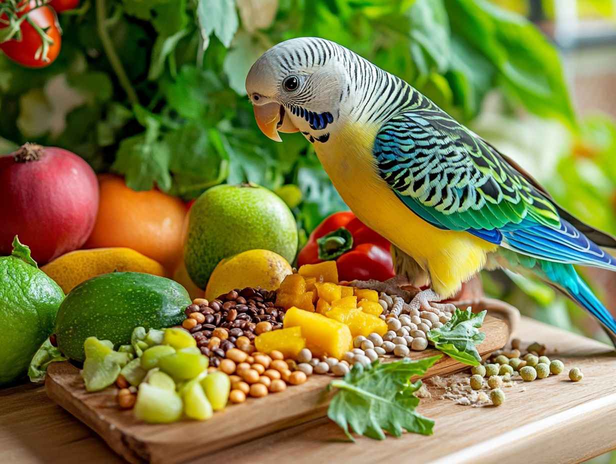 Image illustrating key questions about pet bird nutrition.