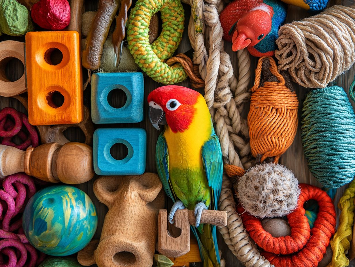 Illustration of key takeaways on bird toys.