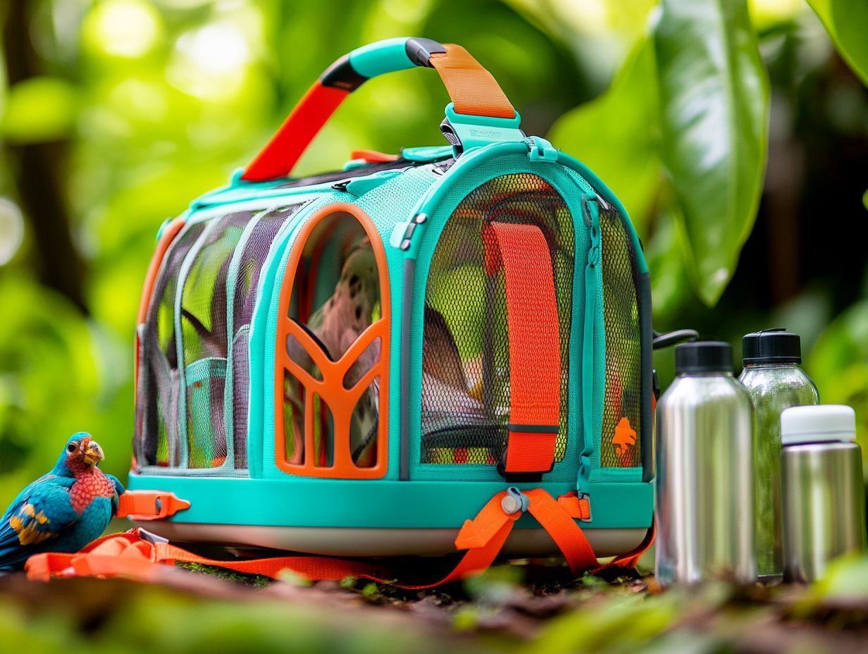 Image of bird-safe cleaning supplies for maintaining hygiene during travel