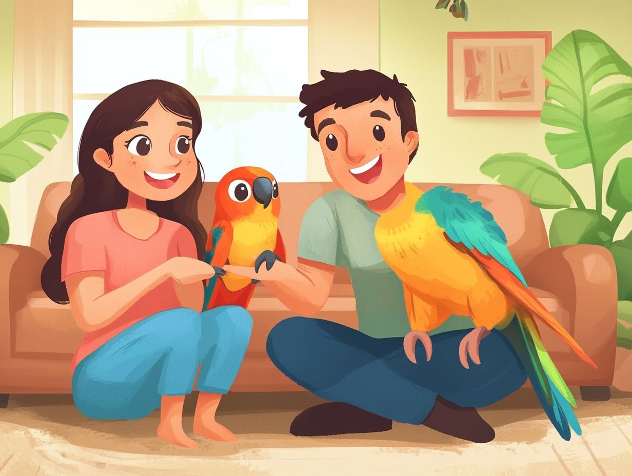 A family considering bird adoption together