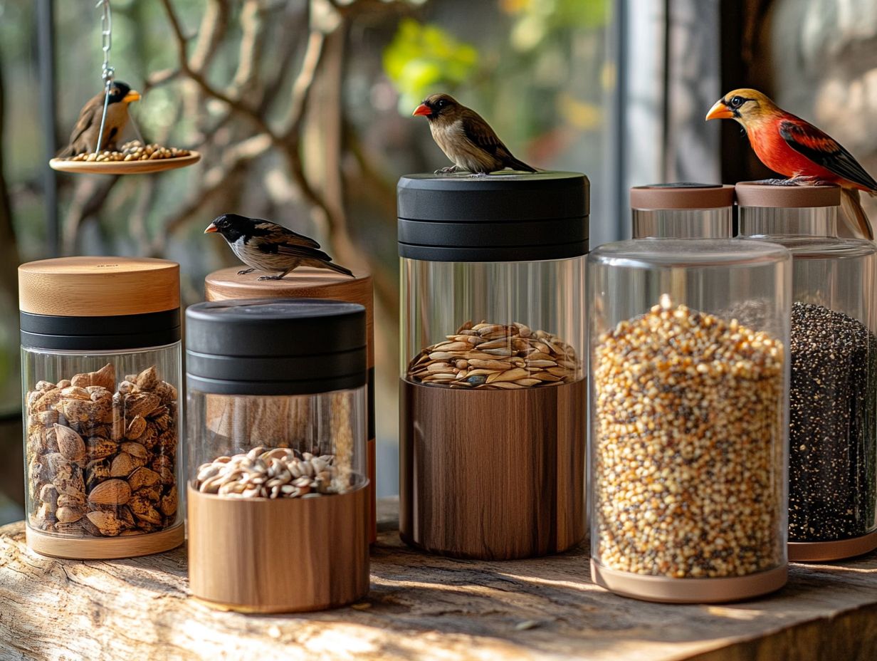 Illustration of best practices for storing bird food safely