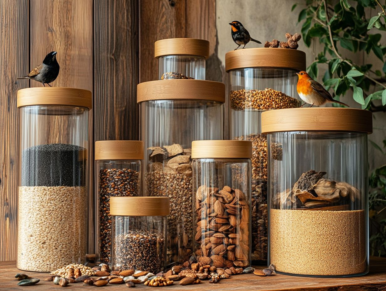 How do I determine the appropriate size of the food storage for my bird?