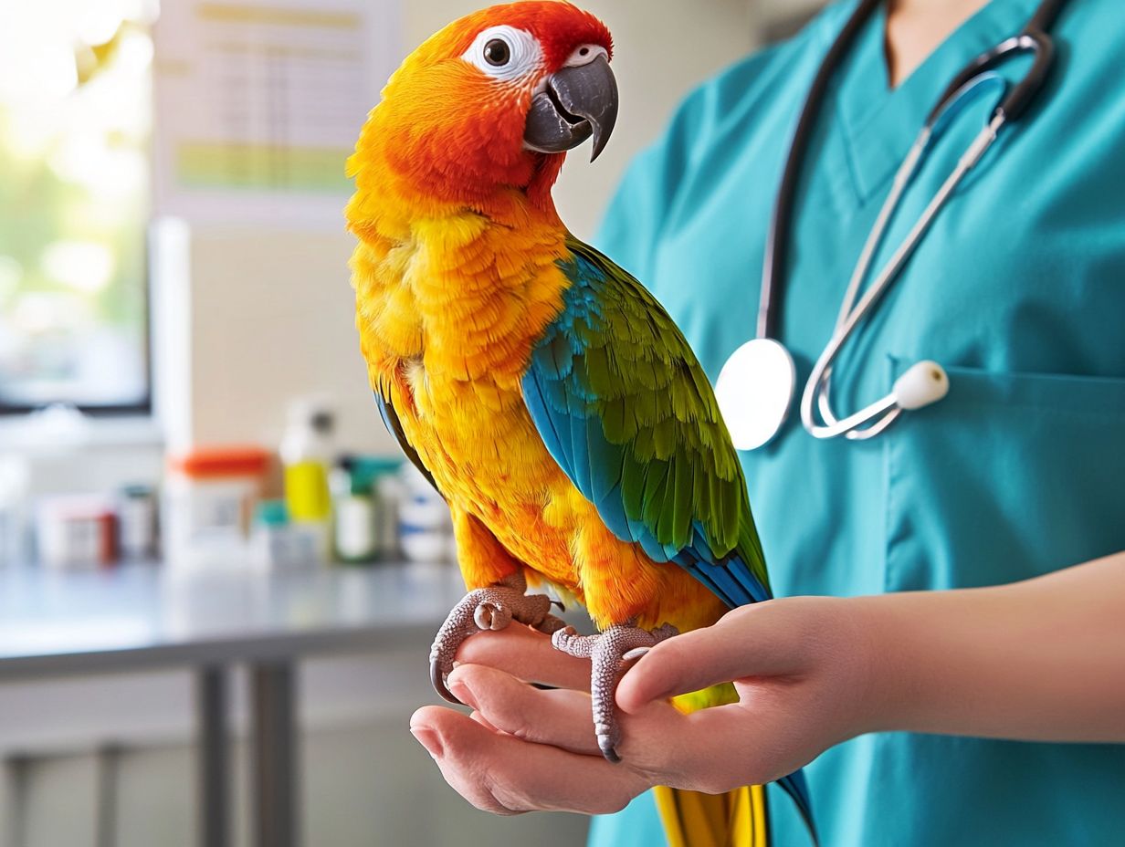 Veterinarian administering a vaccine to a pet bird