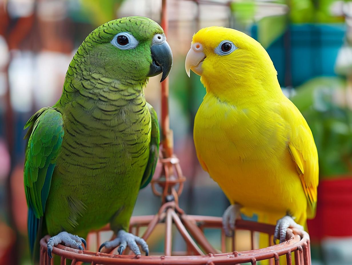 Chart comparing Parrots and Canaries