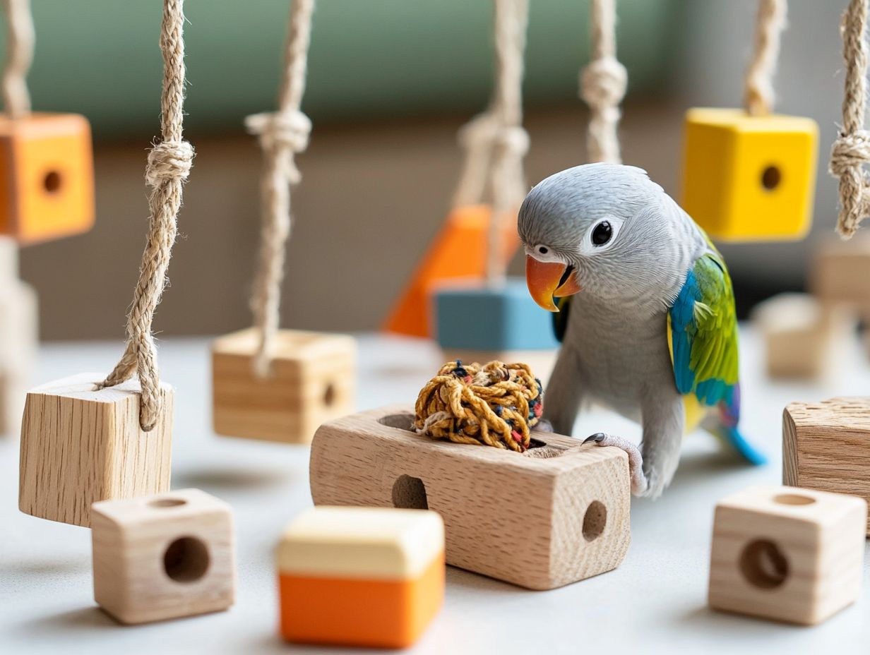 An illustration of safe bird toys for health