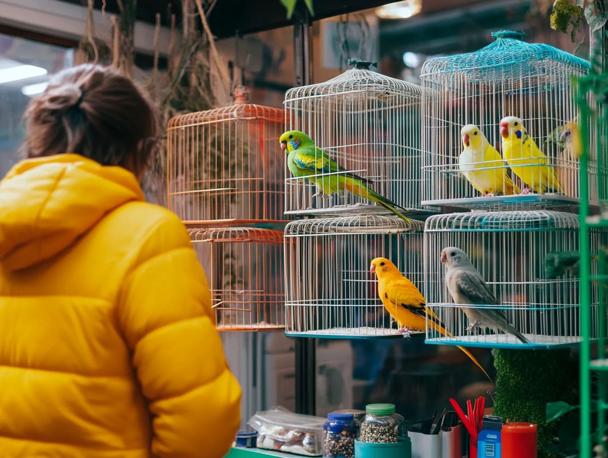 A colorful pet bird perched on a branch