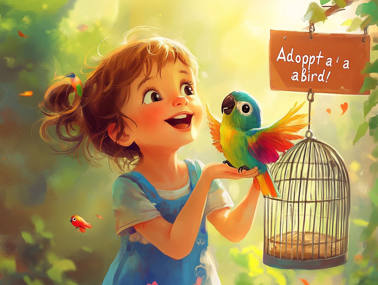 How can I get my kids interested in supporting bird adoption?